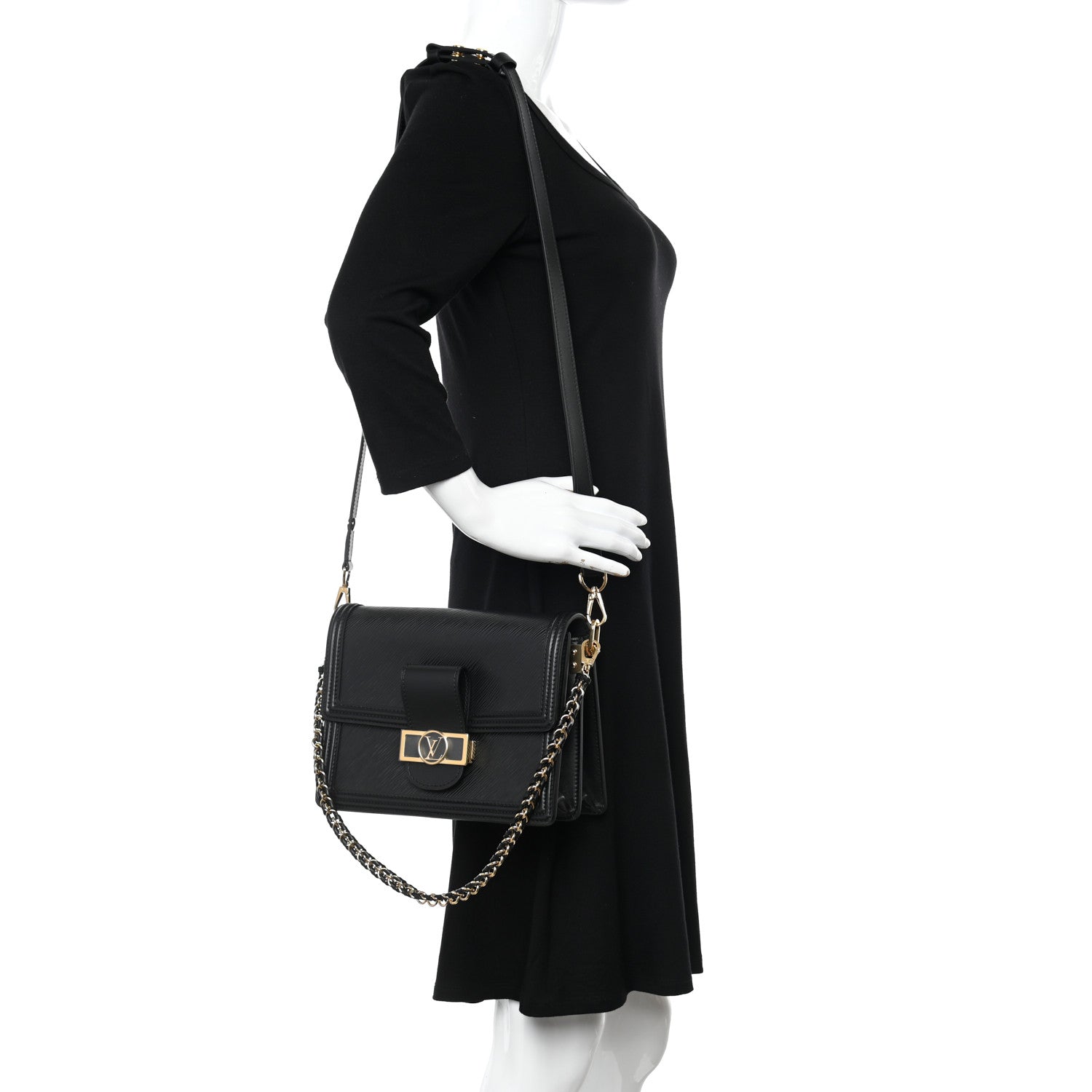 Louis Vuitton Epi Dauphine MM Black 2 of 10