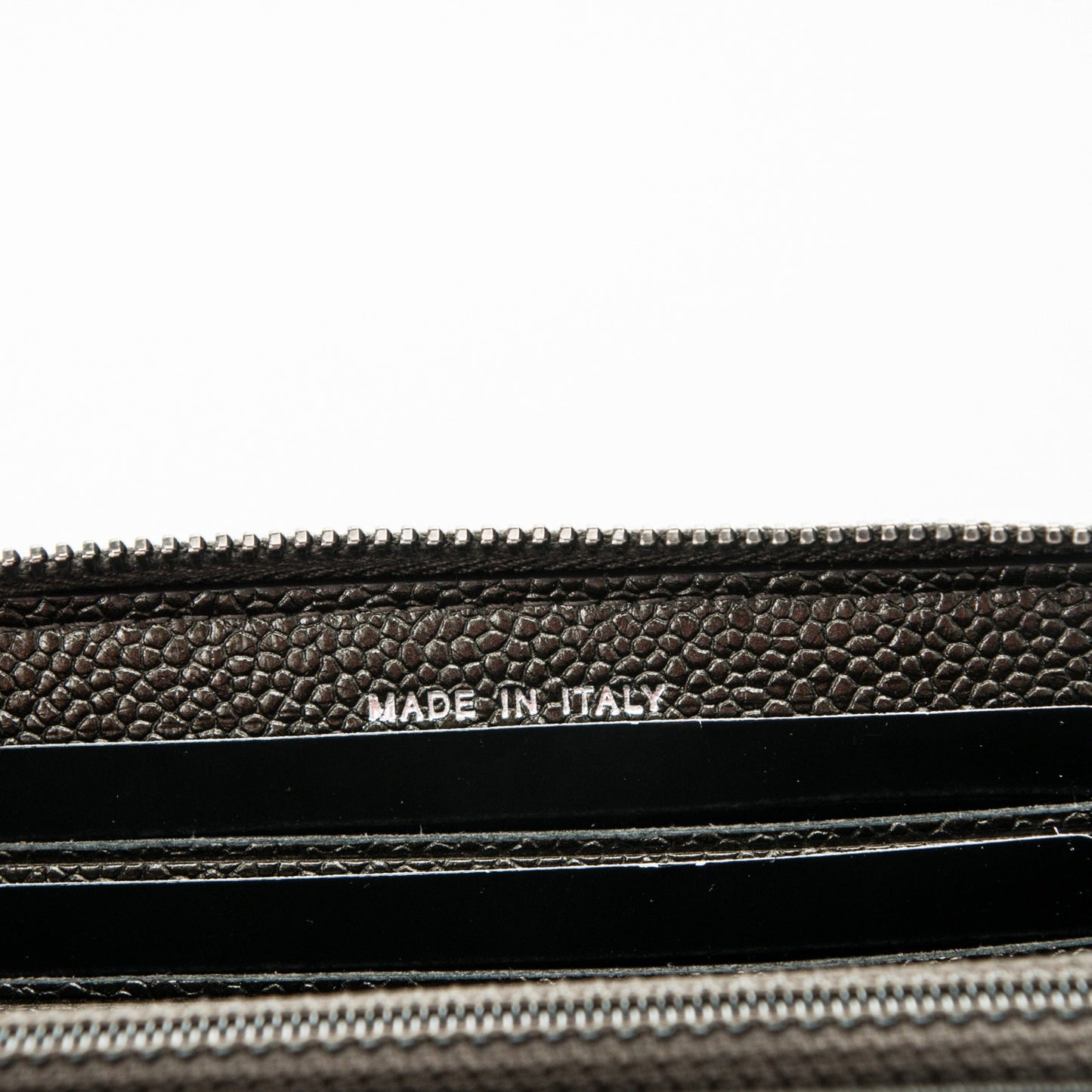 Metallic Caviar Quilted Small Zip Around Wallet Bronze