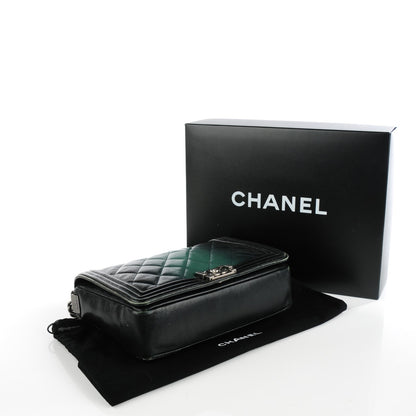 Chanel Goatskin Ombre Faded Quilted New Medium Boy Flap Dark Green 7 of 12