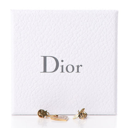 Christian Dior Metal Bee Heart Dangle Chain Earrings Gold Multicolor 6 of 6
