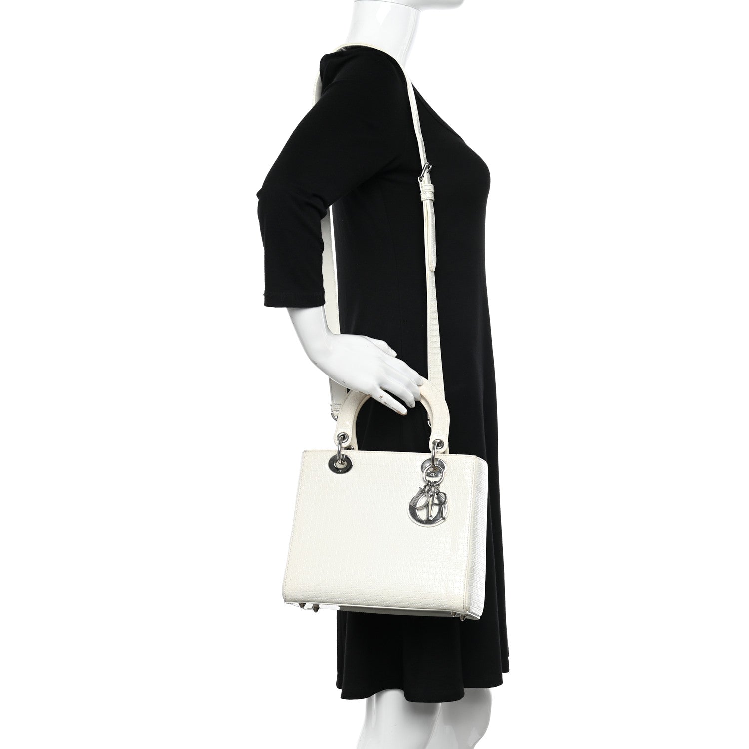 Christian Dior Patent Micro-Cannage Medium Lady Dior White 2 of 18