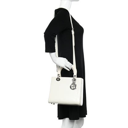 Christian Dior Patent Micro-Cannage Medium Lady Dior White 2 of 18