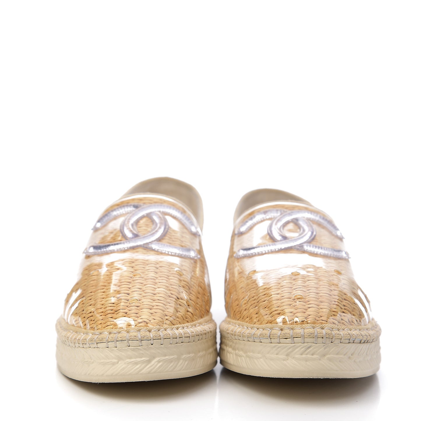 PVC Straw CC Espadrilles 42 Beige