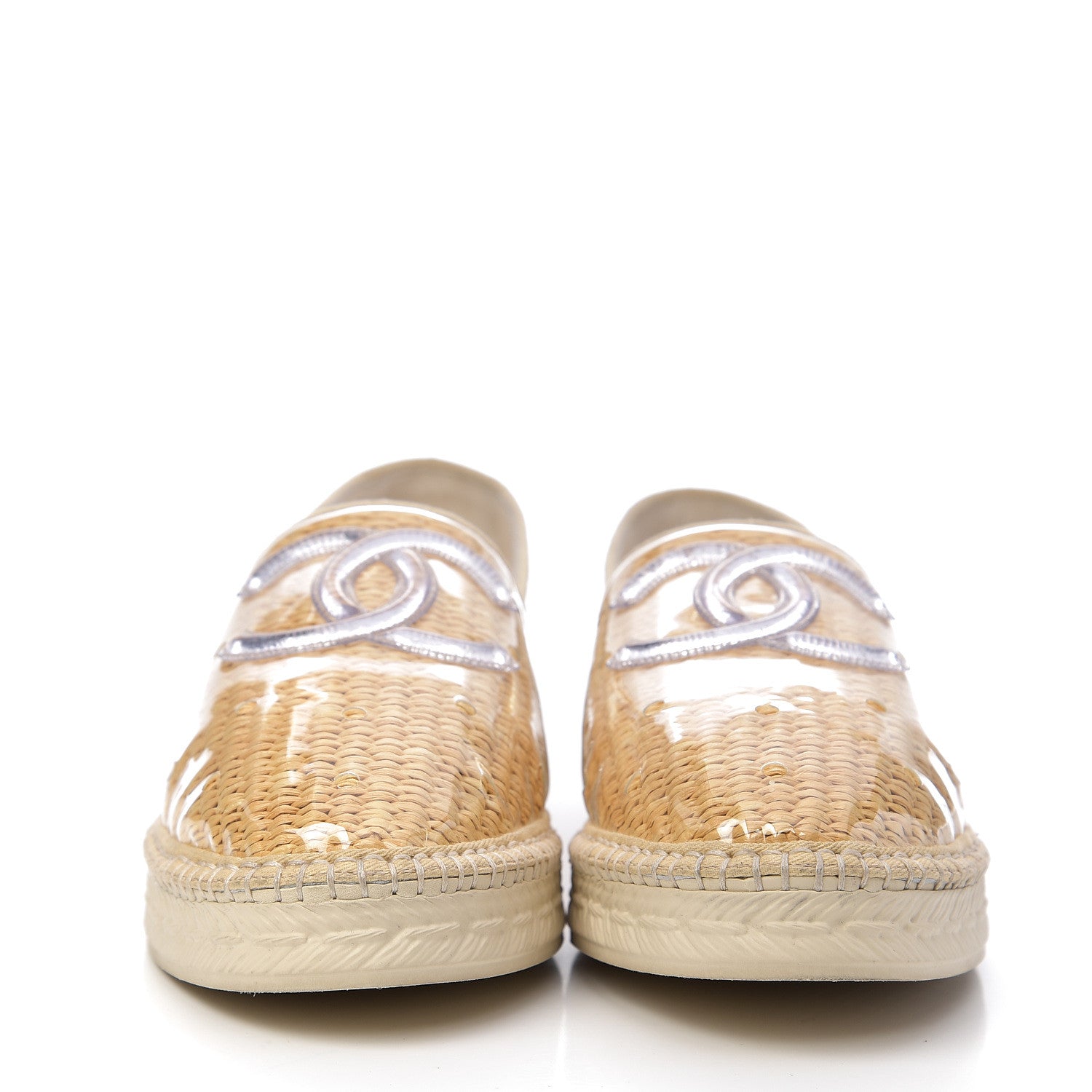 Chanel PVC Straw CC Espadrilles 42 Beige 2 of 11