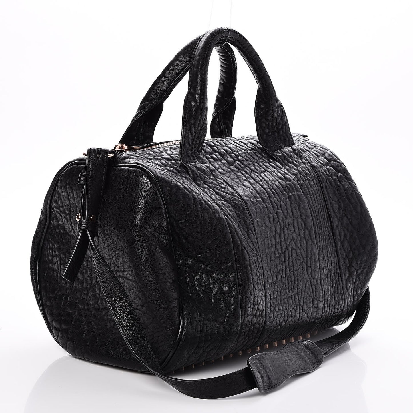 Pebbled Lambskin Rocco Black Rose Gold Hardware