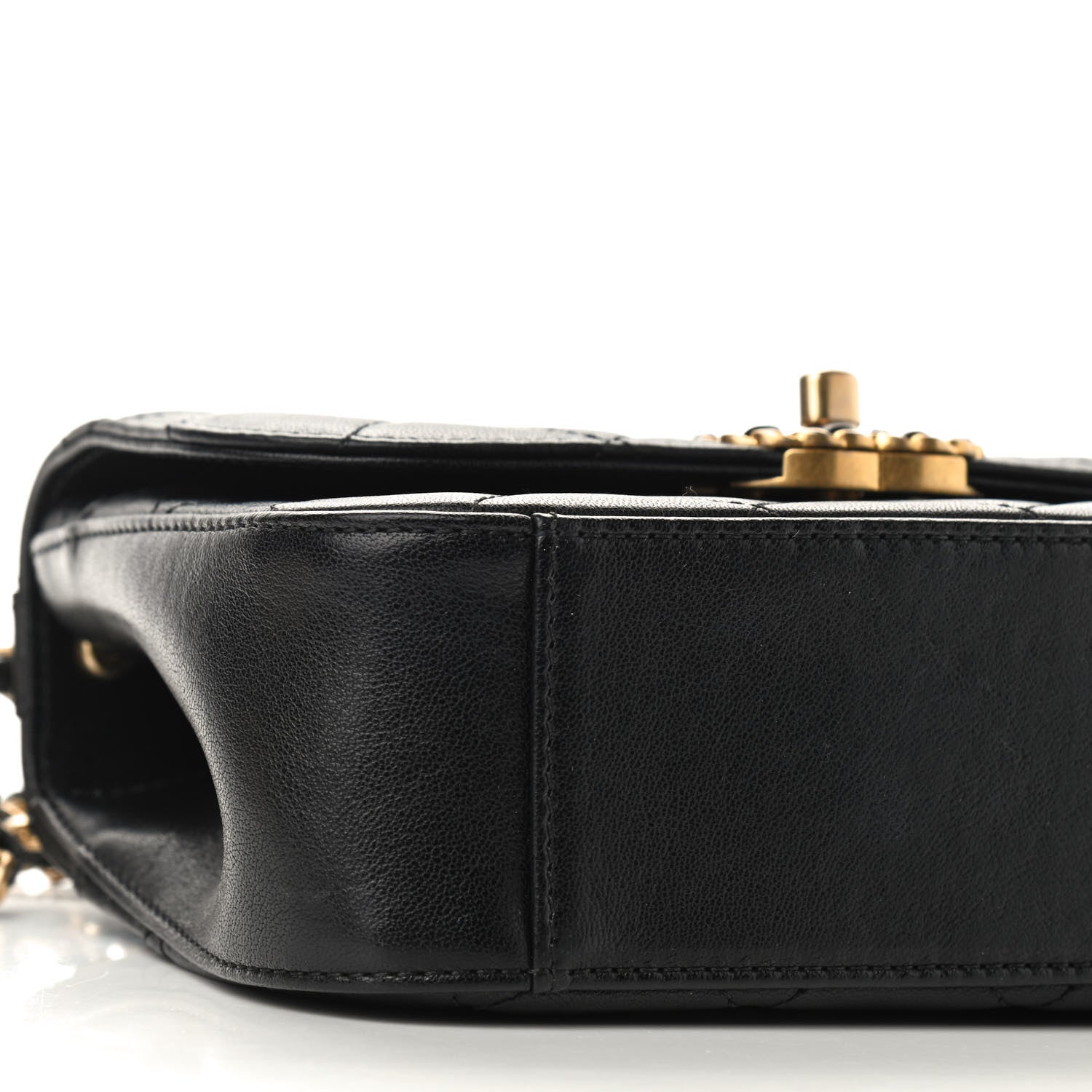 Chanel Lambskin Quilted Small Chain Infinity Top Handle Flap Black 8 of 9