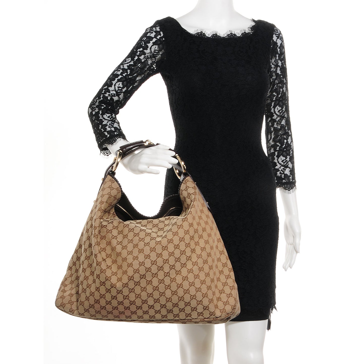 Monogram Large Horsebit Chain Hobo Brown