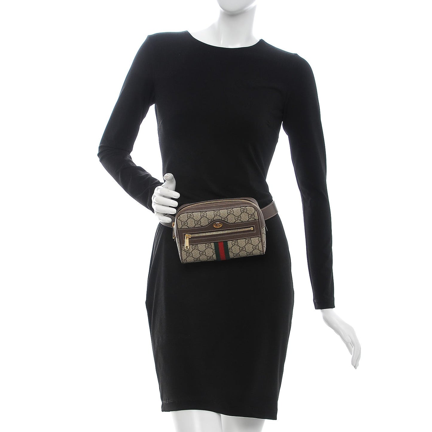 GG Supreme Monogram Web Small Ophidia Belt Bag 65 26 Dark Brown