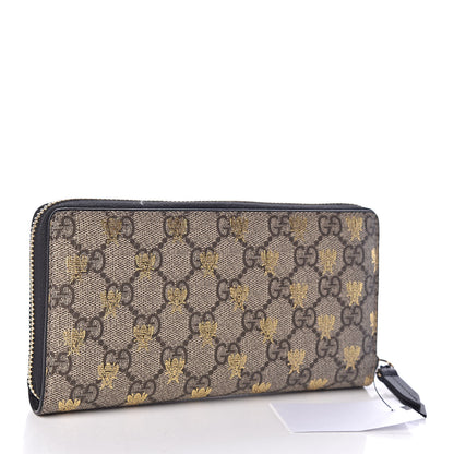 Gucci GG Supreme Monogram Bees Zip Around Wallet 3 of 8