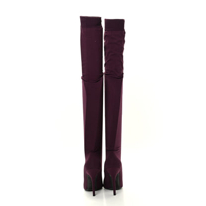 Balenciaga Spandex Pointed Toe Knife Thigh High Boots 38 Burgundy 7 of 9