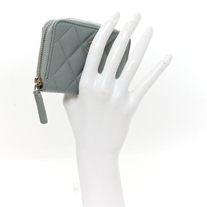 Chanel Caviar Quilted Zip Around Coin Purse Wallet Grey 2 of 7