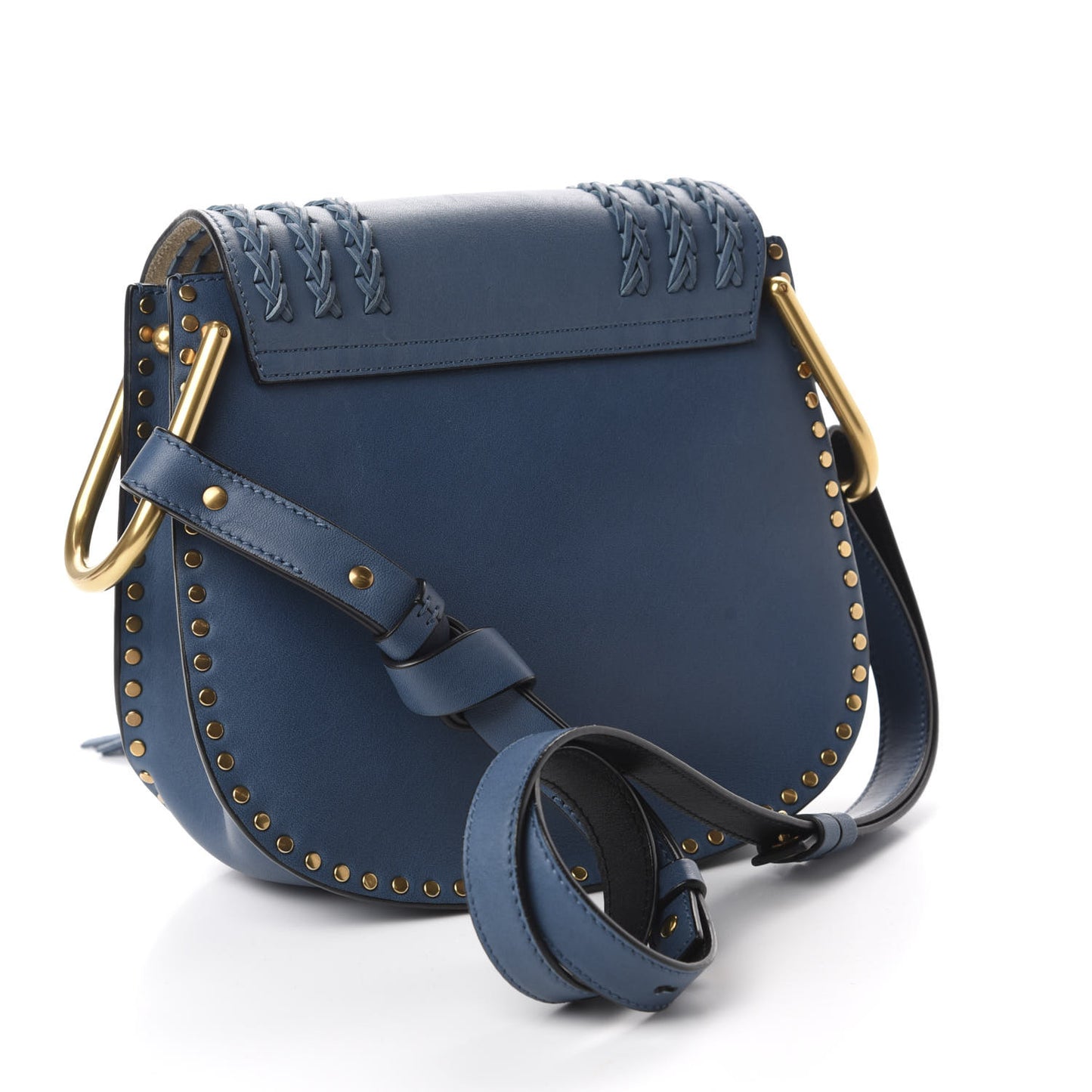 Calfskin Braided Small Hudson Shoulder Bag Blue