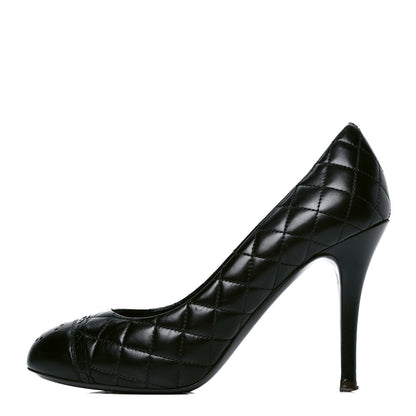 Chanel Lambskin Quilted Cap Toe Pumps 37 Black 1 of 6
