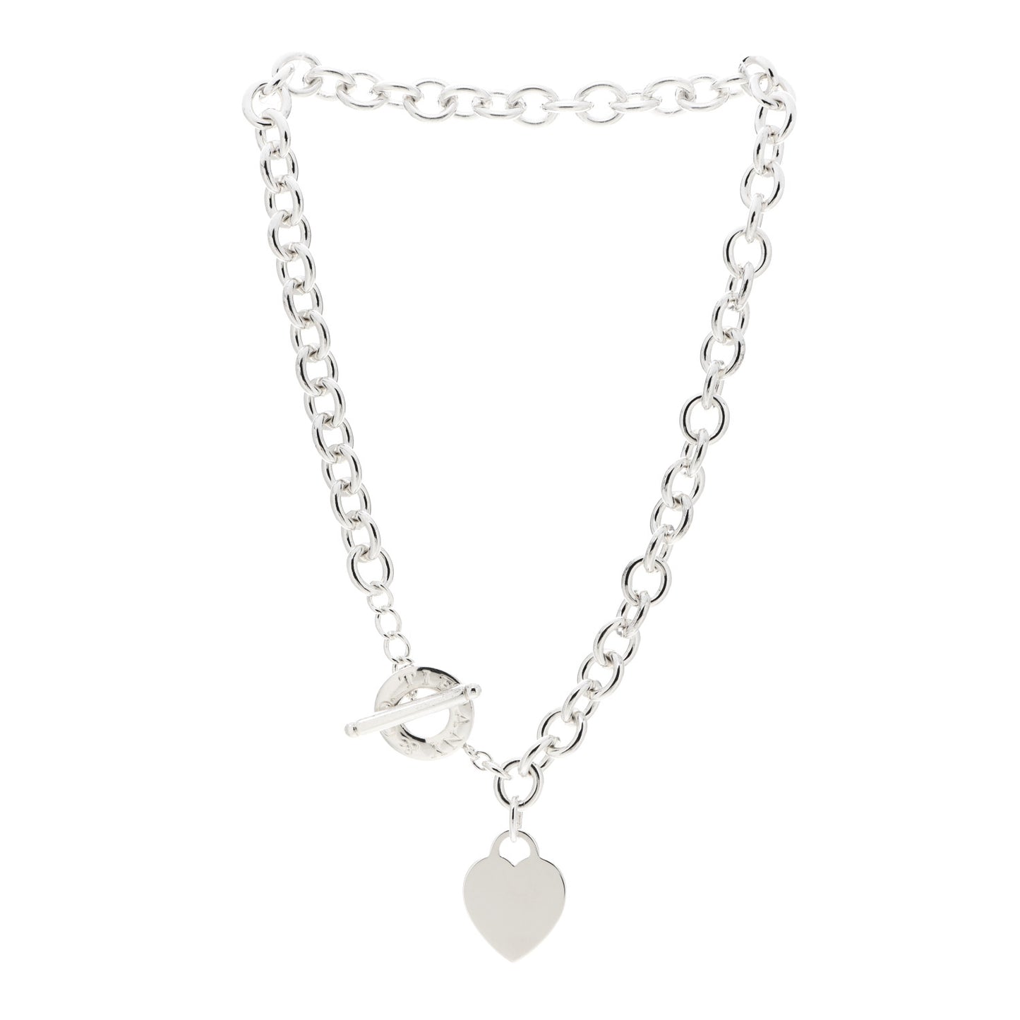Sterling Silver Heart Tag Toggle Necklace