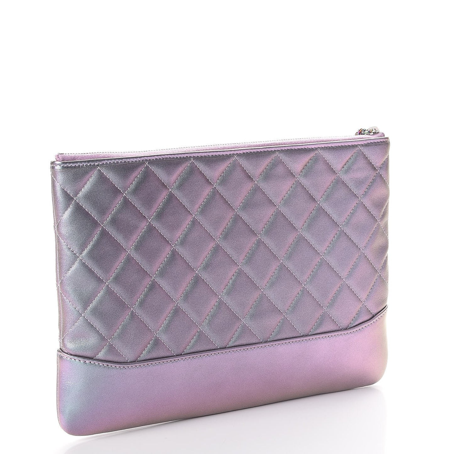 Iridescent Lambskin Quilted Medium Gabrielle Cosmetic Case Light Purple