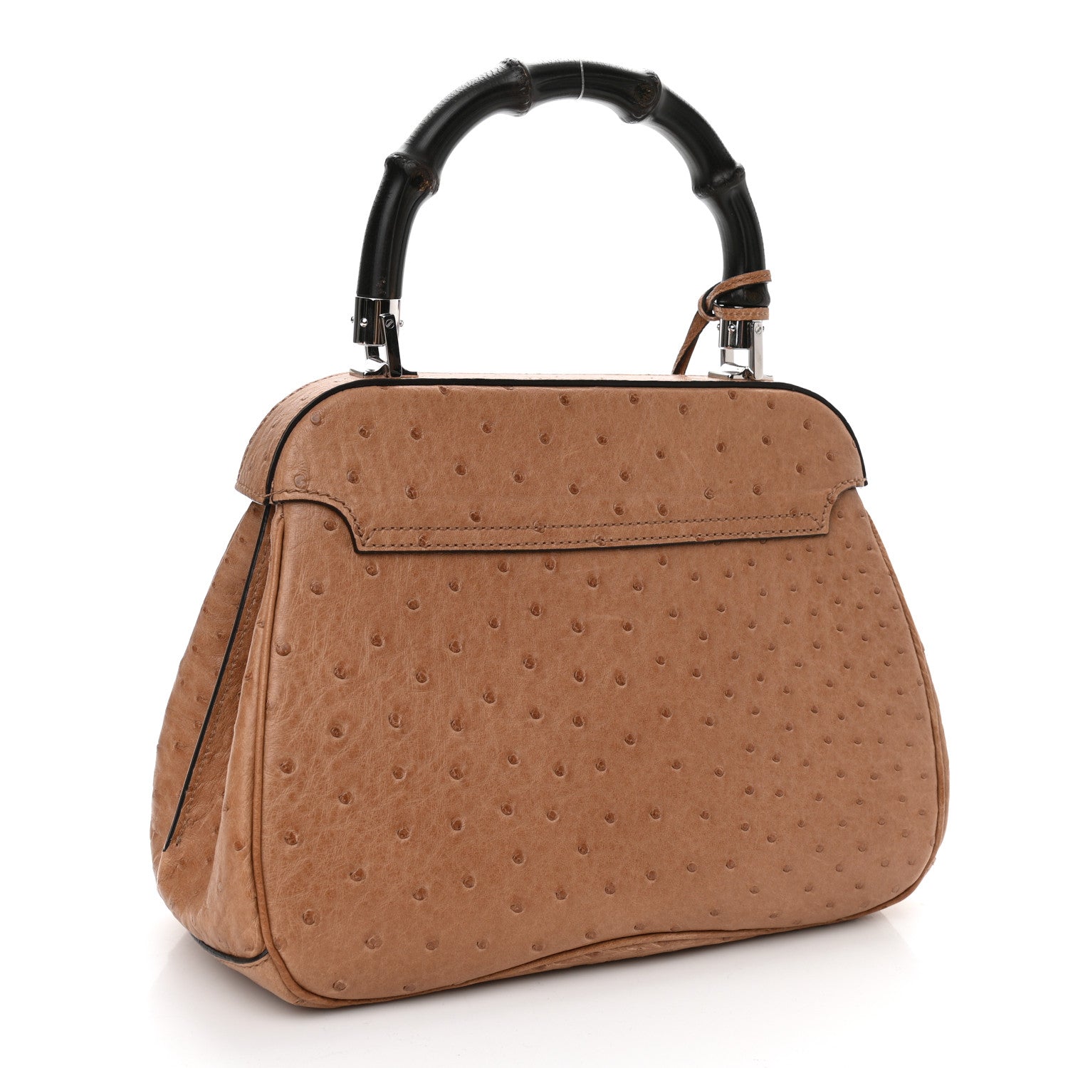 Gucci Ostrich Bamboo Medium Lady Lock Top Handle Bag Tan 3 of 12