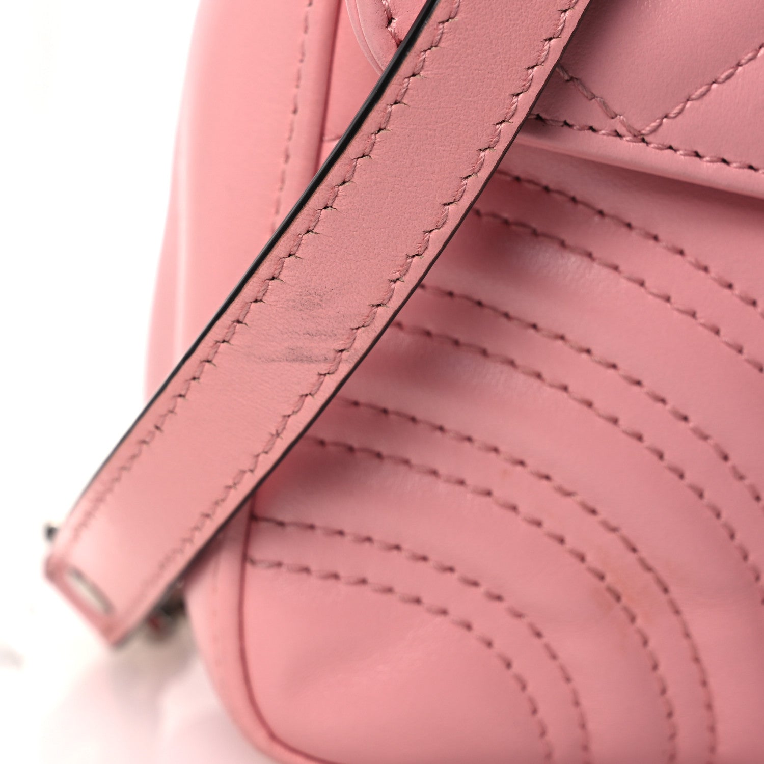 Gucci Calfskin Matelasse Mini GG Marmont Top Handle Shoulder Bag Wild Rose 16 of 17