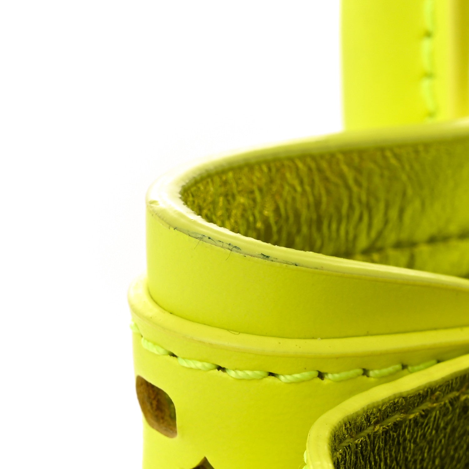 MCM Perforated Calfskin Studded Mini Milla Tote Neon Yellow 15 of 15