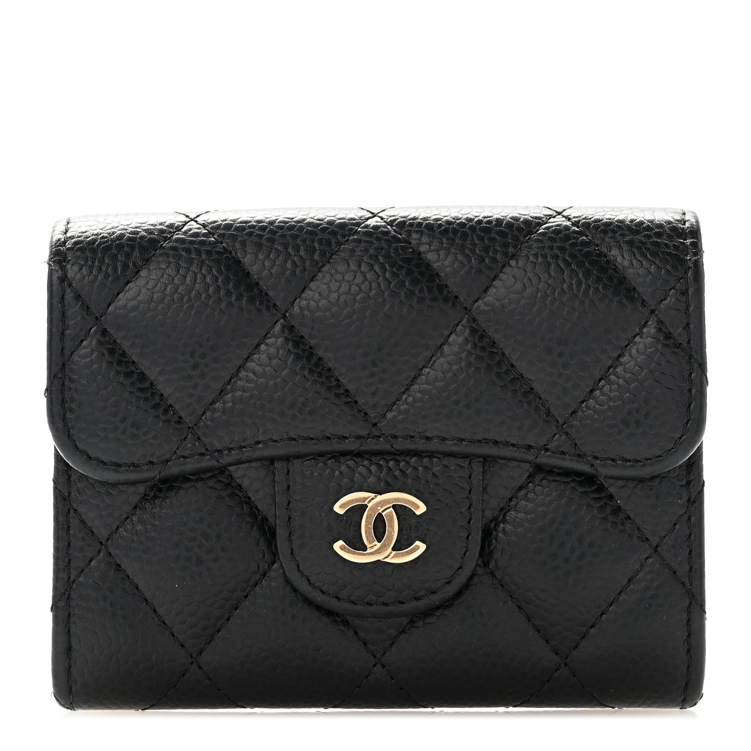 Chanel Caviar Quilted Flap Card Holder Wallet Black 1 of 8