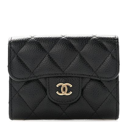 Chanel Caviar Quilted Flap Card Holder Wallet Black 1 of 8