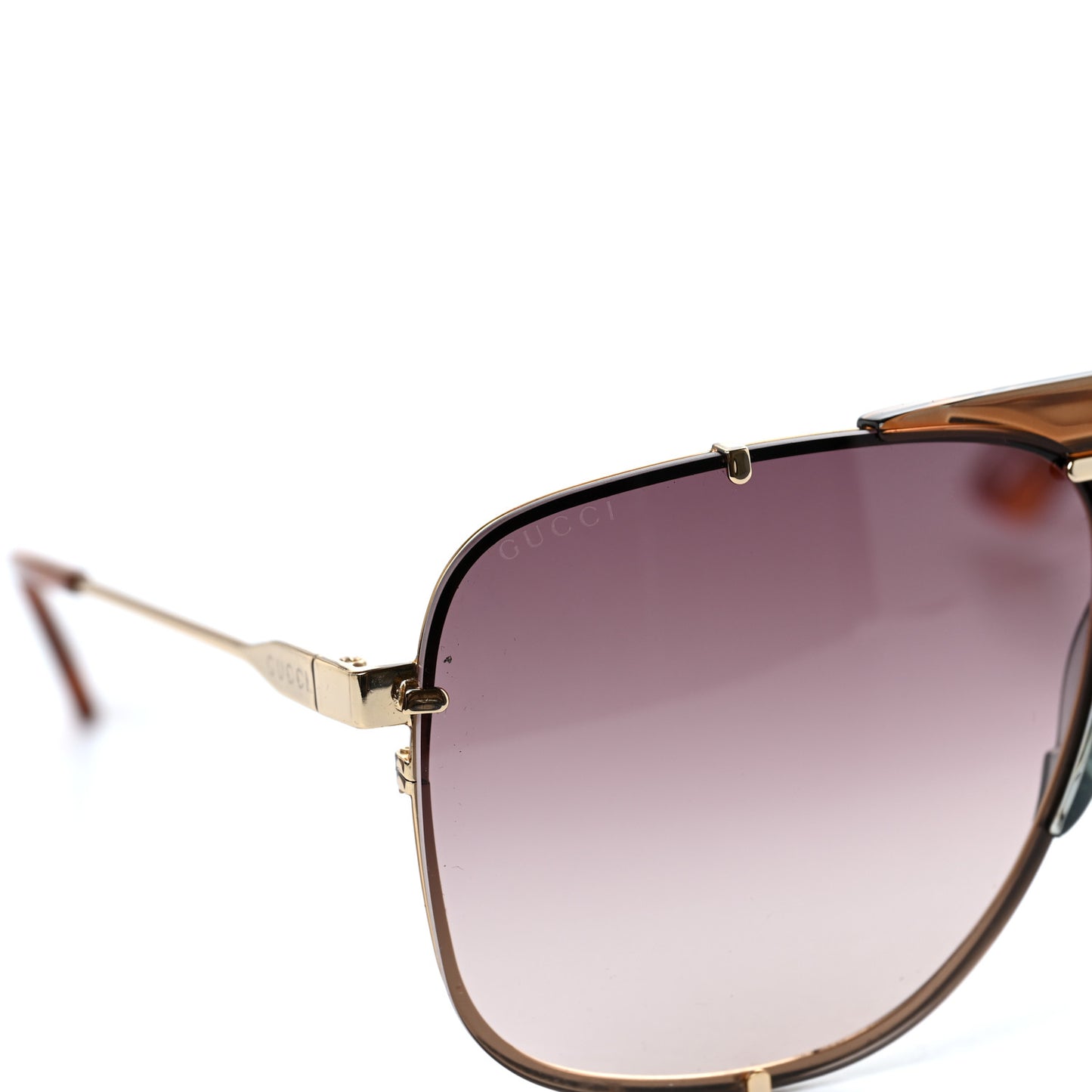 Metal Square Frame Sunglasses GG0739S Brown