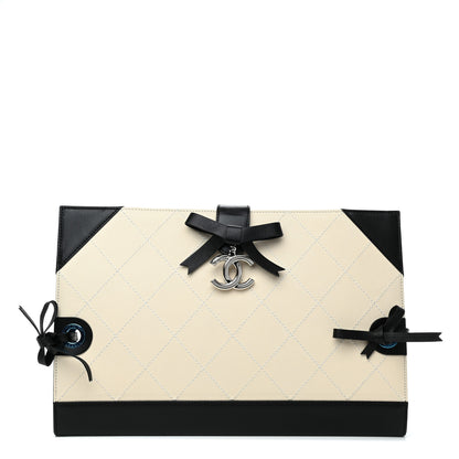 Chanel Caviar Stitched Bowtie Drawing Portfolio Dark White Black 1 of 4
