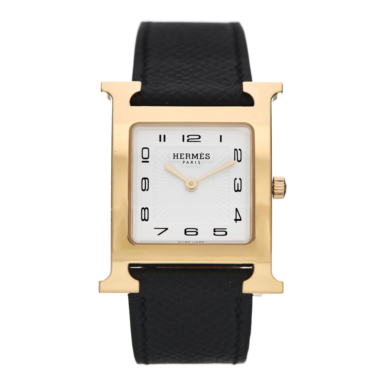 Hermes Stainless Steel Epsom 26mm Heure H Hour Quartz Watch Noir 1 of 5