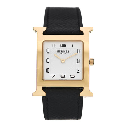 Hermes Stainless Steel Epsom 26mm Heure H Hour Quartz Watch Noir 1 of 5