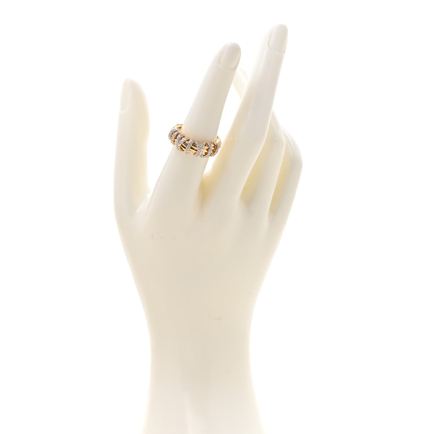 David Yurman 18K Yellow Gold Diamond Helena Ring 54 6.75 2 of 6