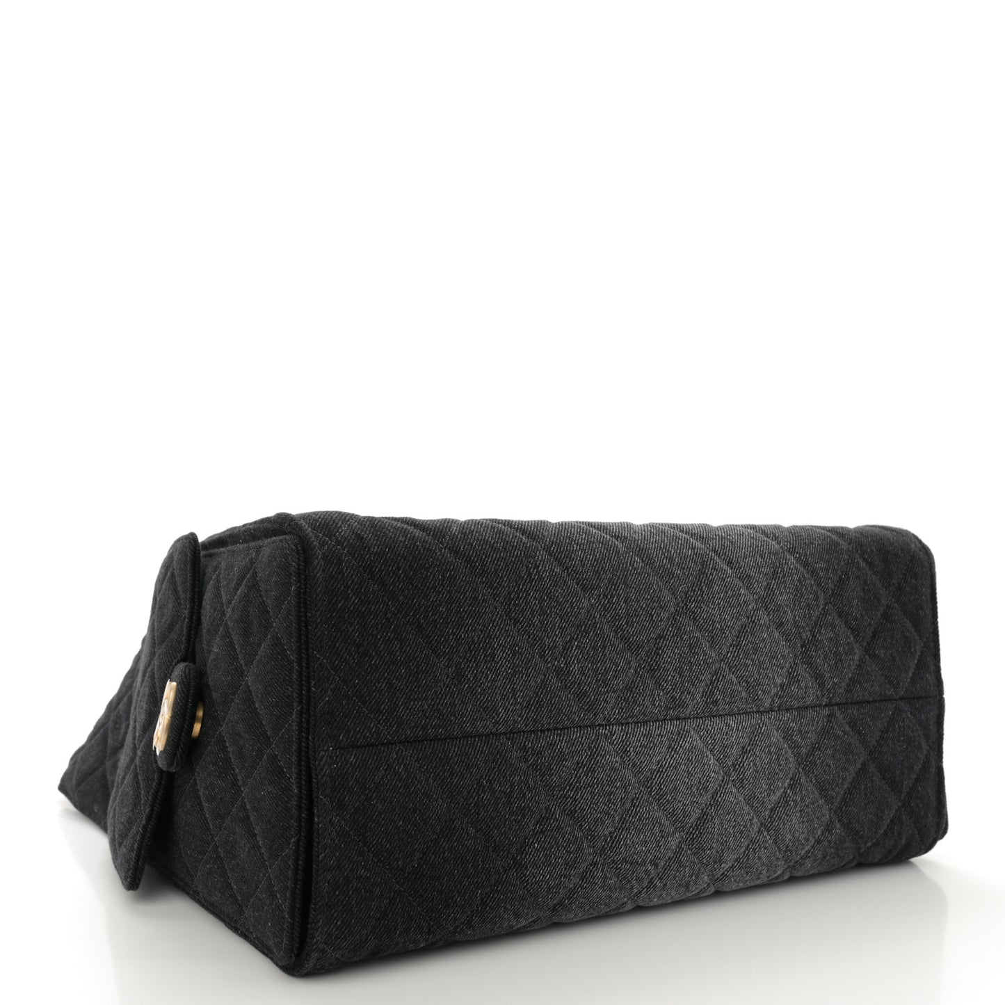 Washed Denim Quilted Medium Chanel 25 Handbag Black