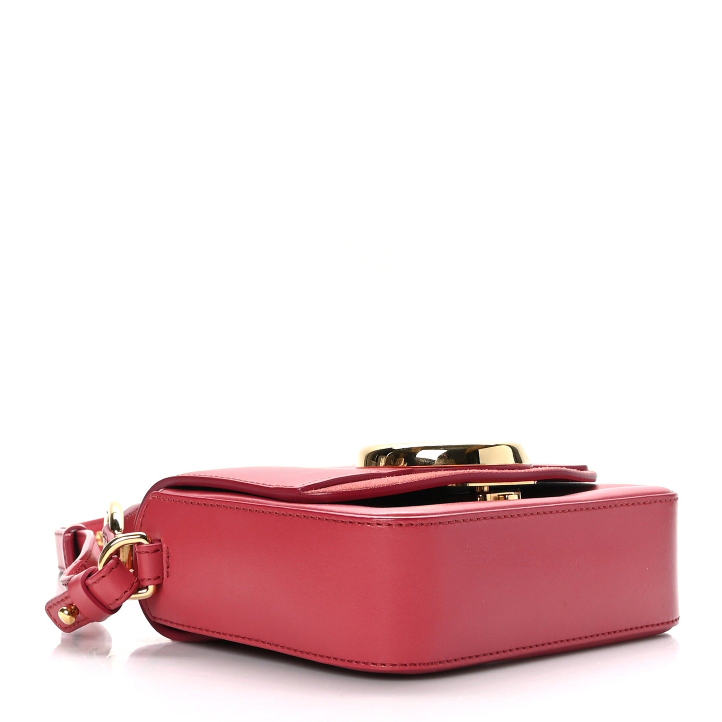 Shiny Calfskin Suede Mini C Double Carry Scarlet Pink