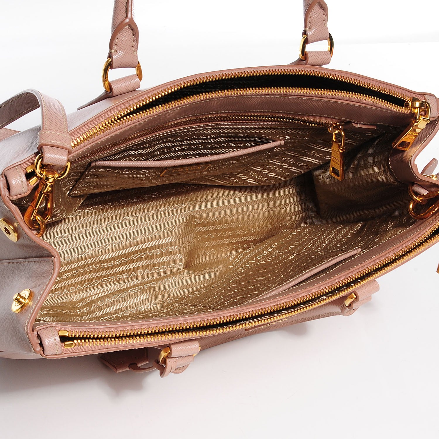 Prada Saffiano Lux Medium Double Zip Tote Cammeo 6 of 13