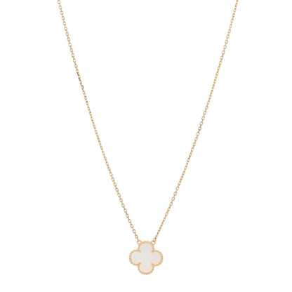 Van Cleef & Arpels 18K Yellow Gold Mother of Pearl Vintage Alhambra Pendant Necklace 1 of 4
