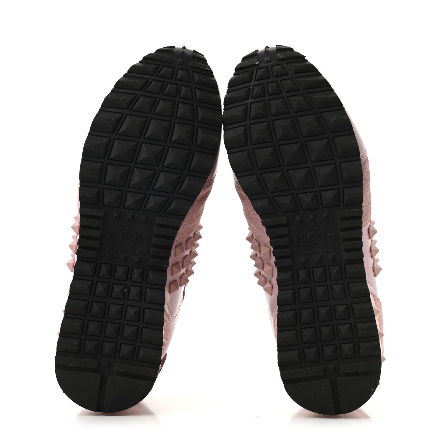 Calfskin Suede Rockstud Sneakers 35.5 Pink