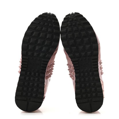 Valentino Garavani Calfskin Suede Rockstud Sneakers 35.5 Pink 5 of 7
