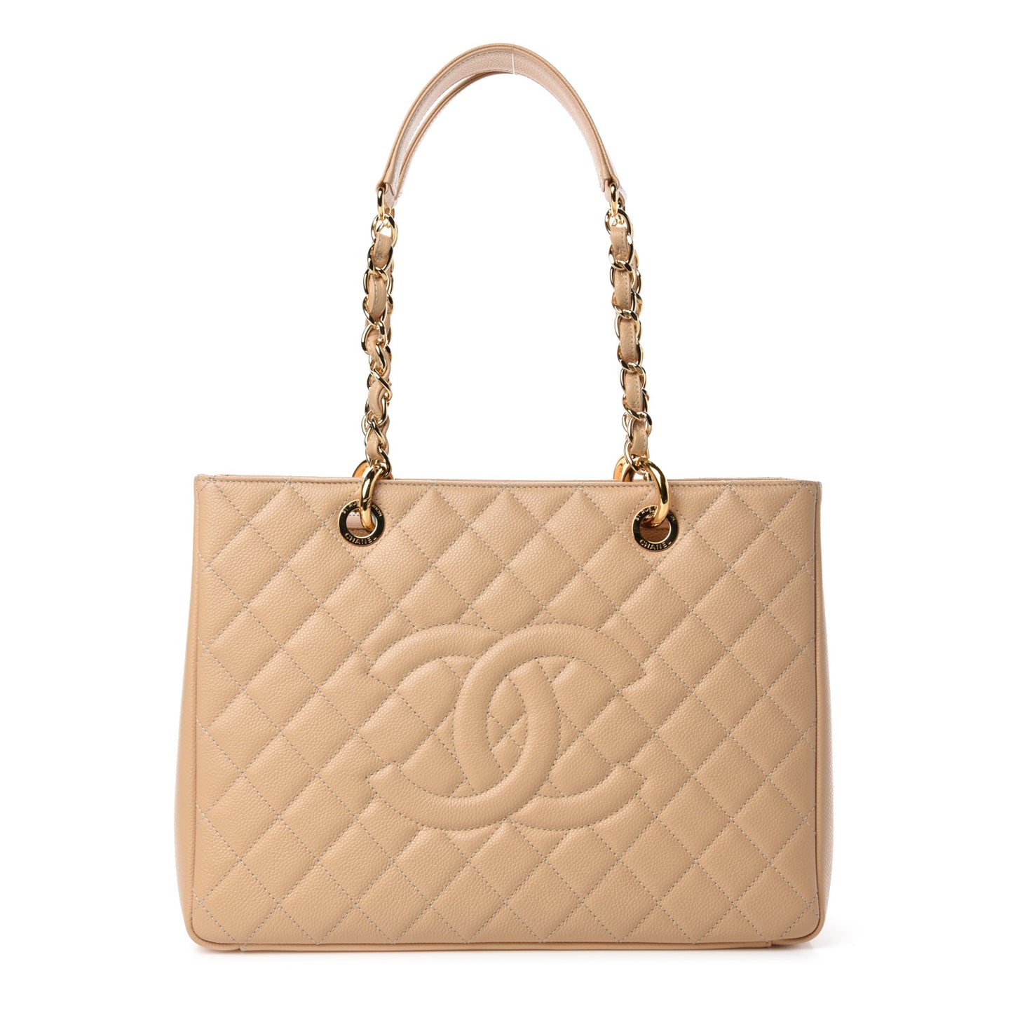 Caviar Quilted Grand Shopping Tote GST Beige