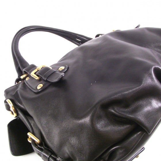 Prada Leather Buckles Tote Black 5 of 12