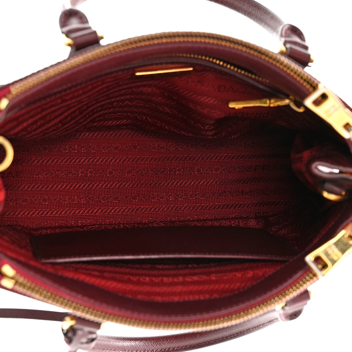 Saffiano Mini Galleria Double Zip Tote Granato