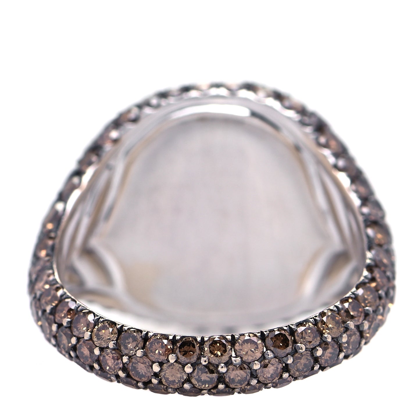 18K White Gold Cognac Diamond 13mm Pave Pinky Ring 45 3.5