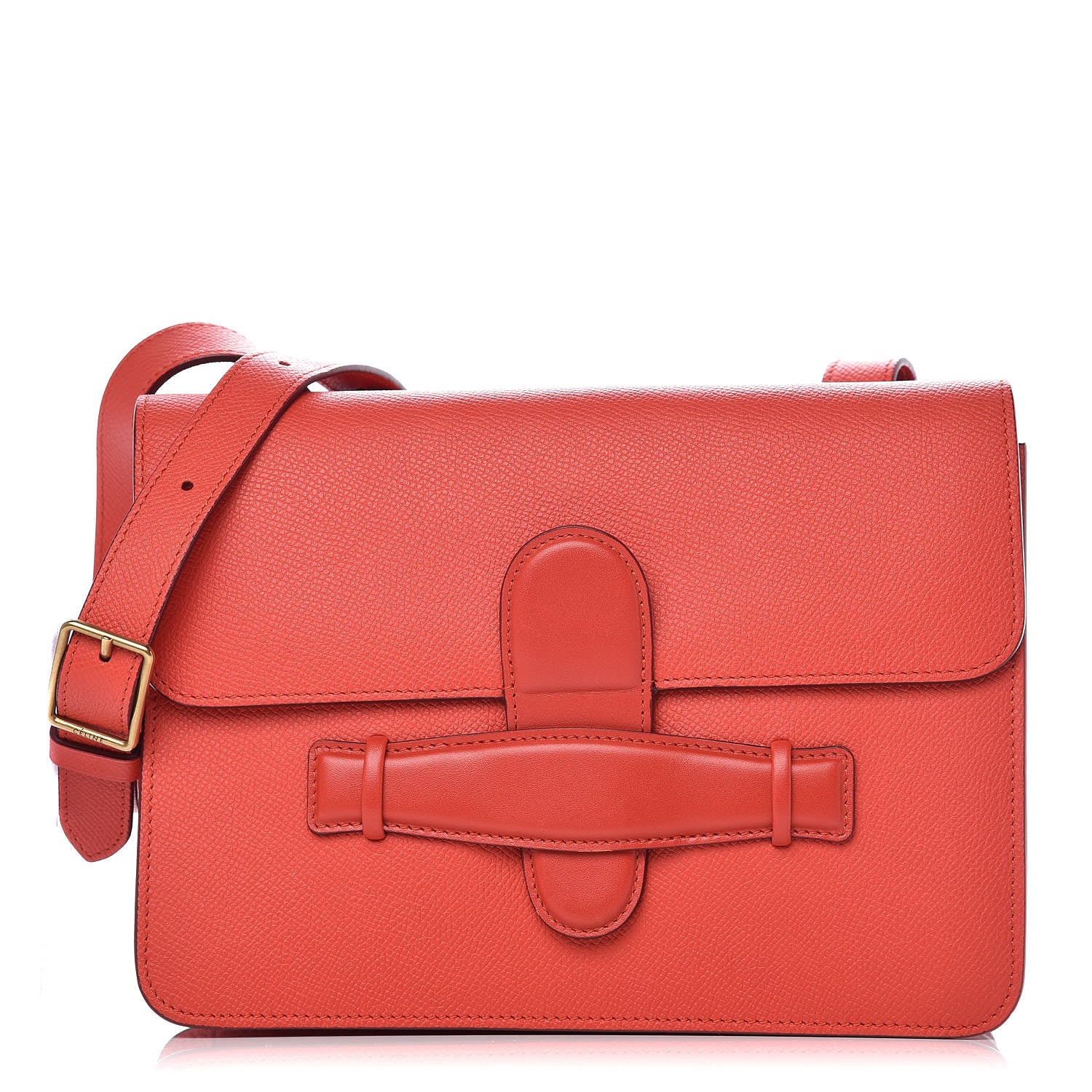 Celine Baby Grained Calfskin Medium Symmetrical Bag Vermillion 1 of 13