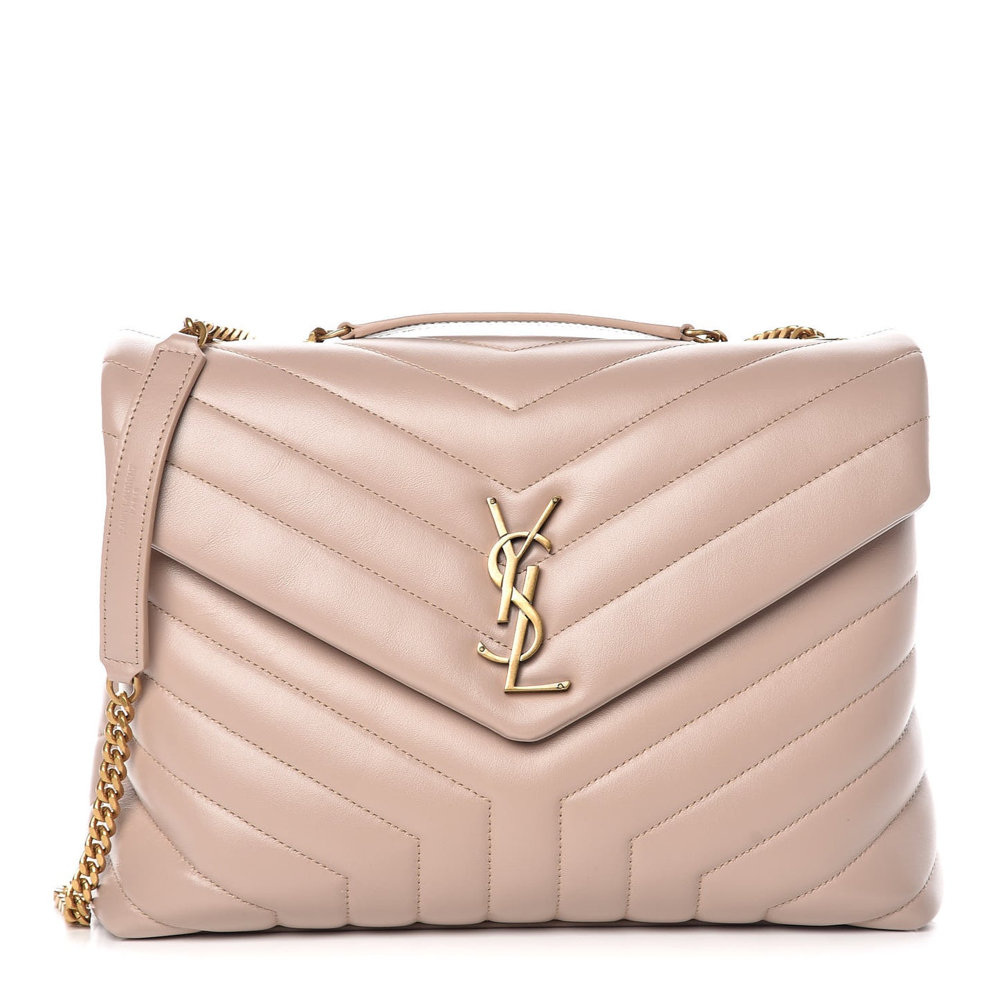Calfskin Y Quilted Monogram Medium Loulou Chain Satchel Light Natural