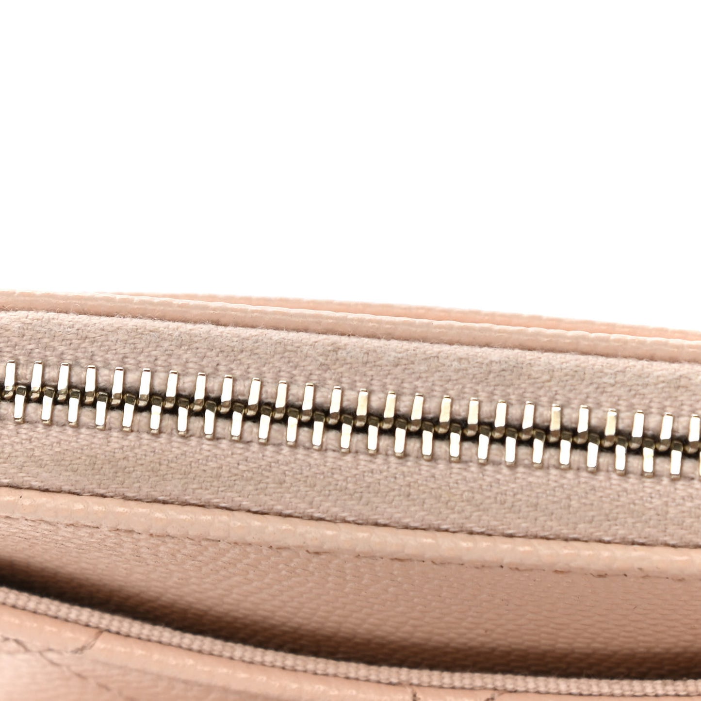 Caviar Quilted Zip Card Holder Wallet Light Beige