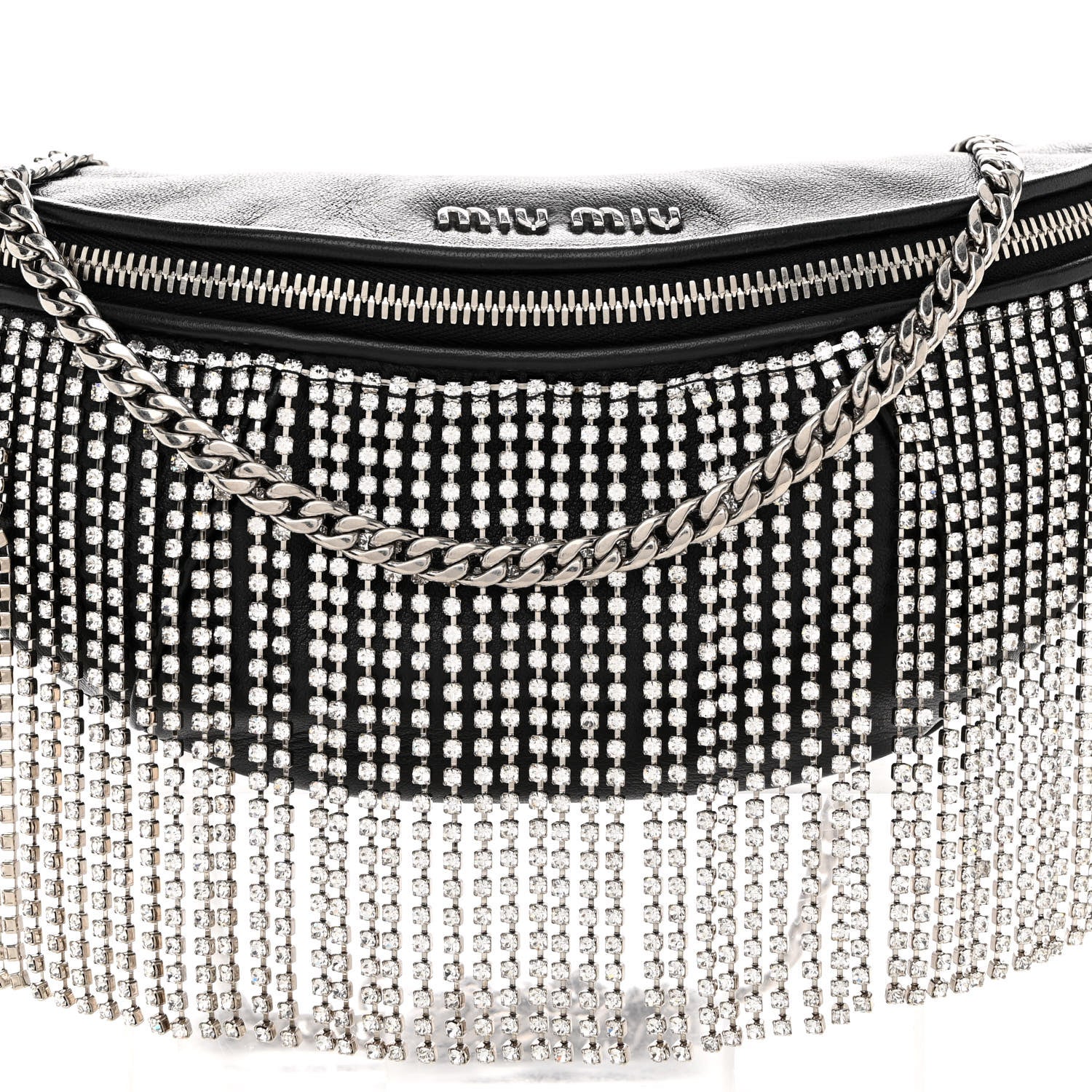 Miu Miu Nappa Crystal Fringe Belt Bag Black 7 of 10