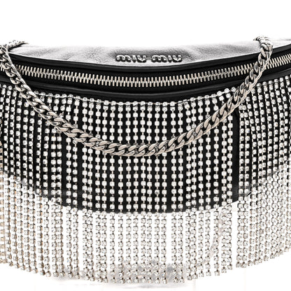 Miu Miu Nappa Crystal Fringe Belt Bag Black 7 of 10