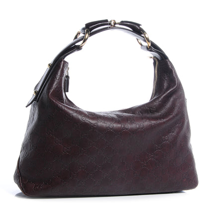 Gucci Guccissima Medium Horsebit Chain Hobo Chocolate Brown 3 of 7