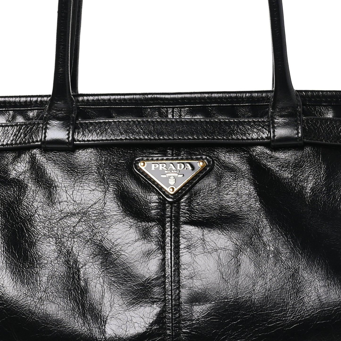 Glossy Calfskin Triangle Large Bonnie Shoulder Bag Black