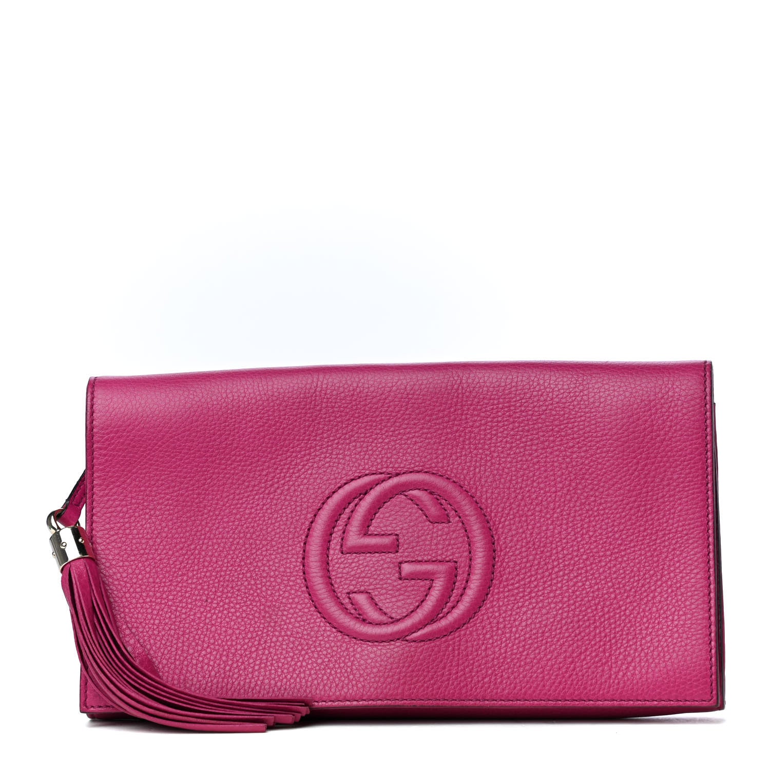 Gucci Pebbled Calfskin Medium Soho Clutch Fuchsia 1 of 8