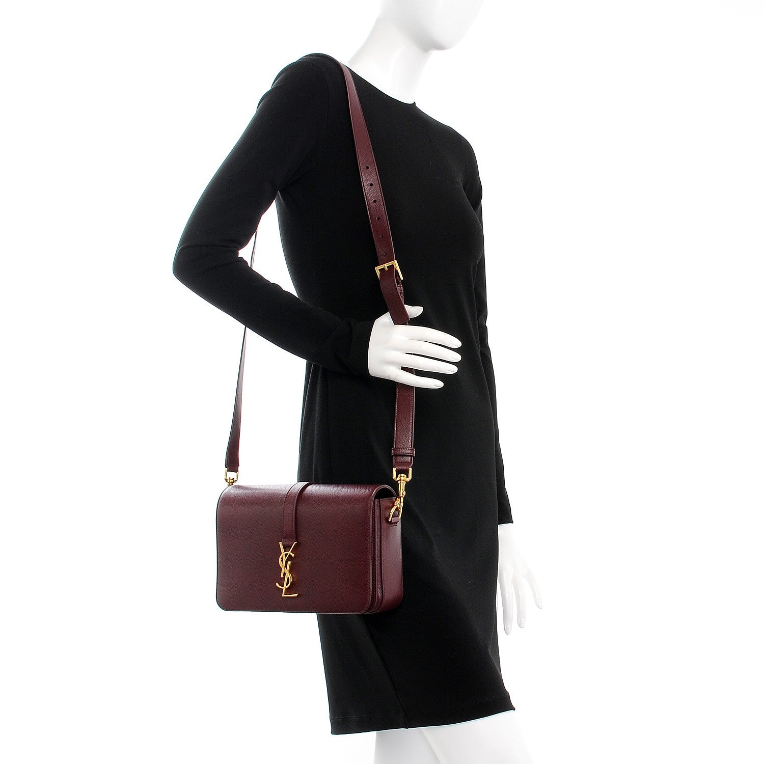 Saint Laurent Textured Calfskin Medium Classic Monogram Universite Bag Dark Red 2 of 8