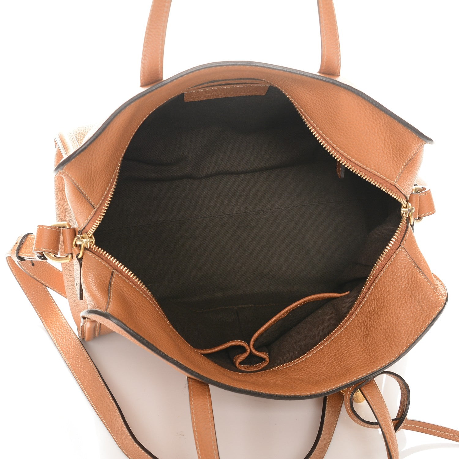 Alexander McQueen Pebbled Calfskin Small Skull Padlock Zip Around Tote Cognac 5 of 6