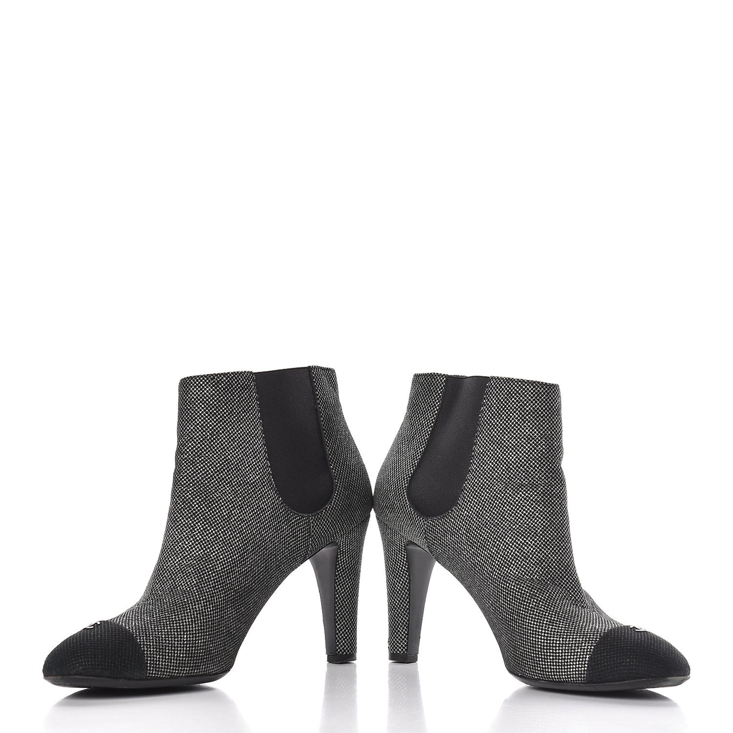 Mesh CC Cap Toe Ankle Boots 42 Argent Black